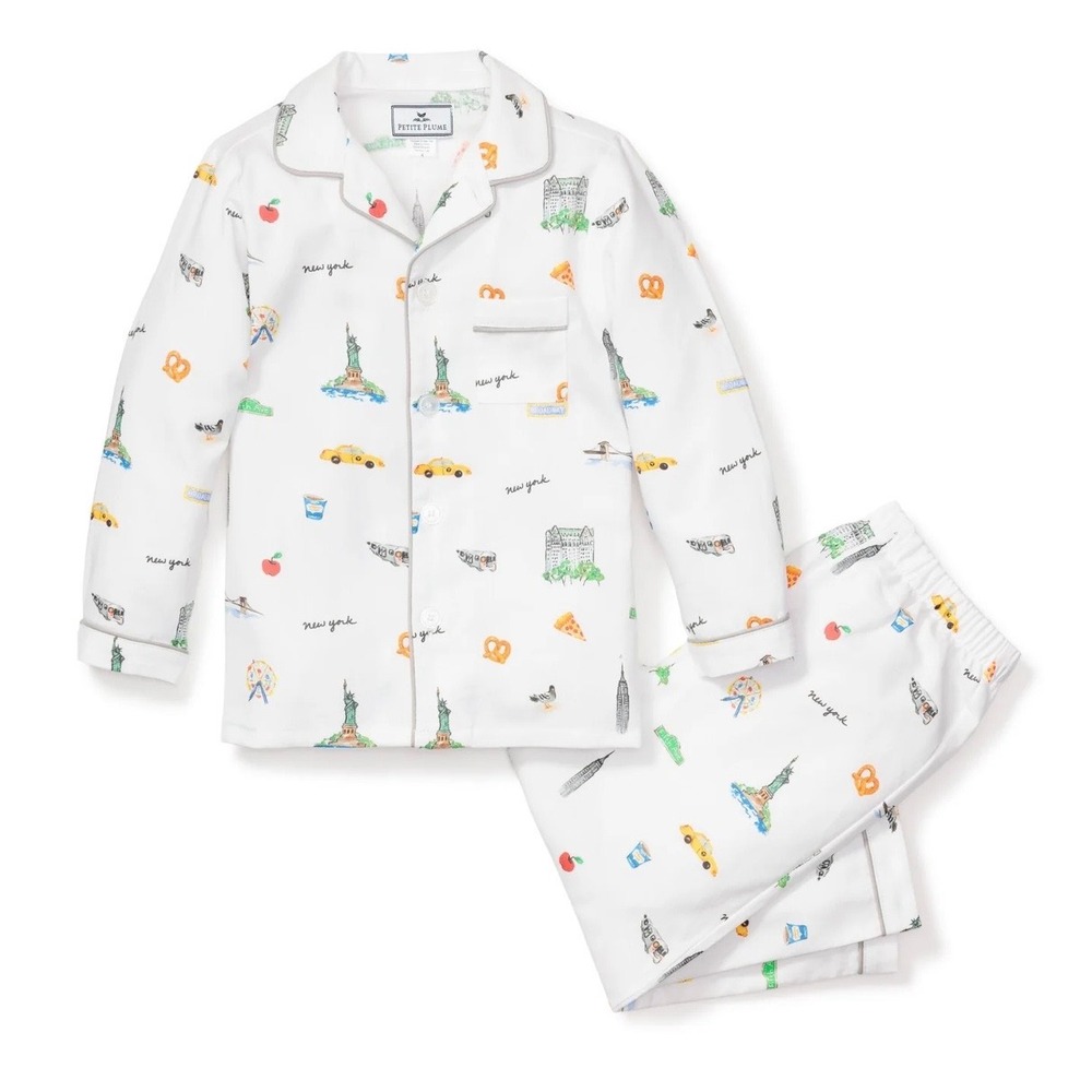 Petite Plume Kids New York! New York! Pajama Set White NYC Print Size 4